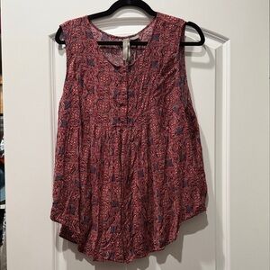 Talbots Sleeveless Red and Blue Blouse